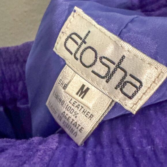 Vintage 90s Etosha Purple Suede Leather Midi Skirt - Picture 5 of 6